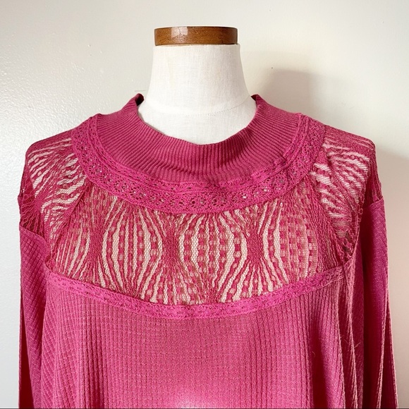 Free People Red Spring Valley Knit Top NWOT oversized size XS - Picture 4 of 7